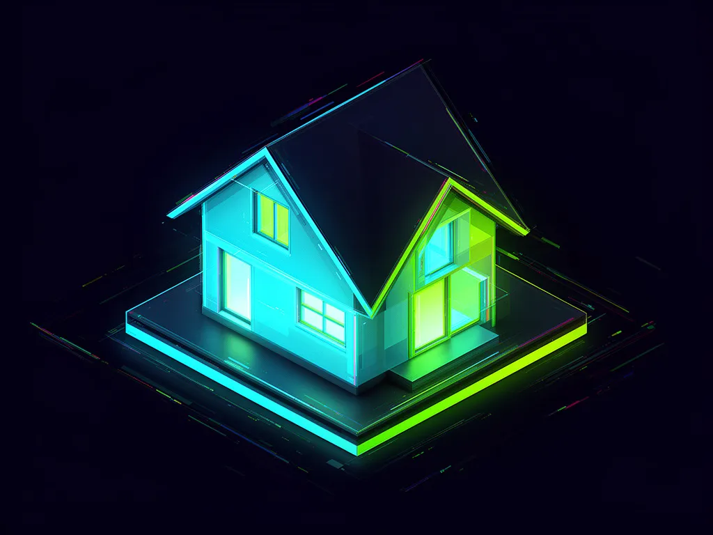 Isometric house with pitched roof on dark background representing roofing FAQ page for contractors